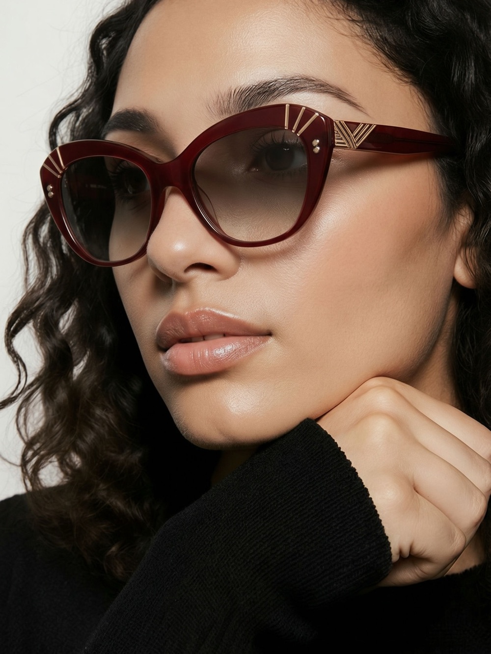 Alexander McQueen Burgundy Gradient Lens Sunglasses